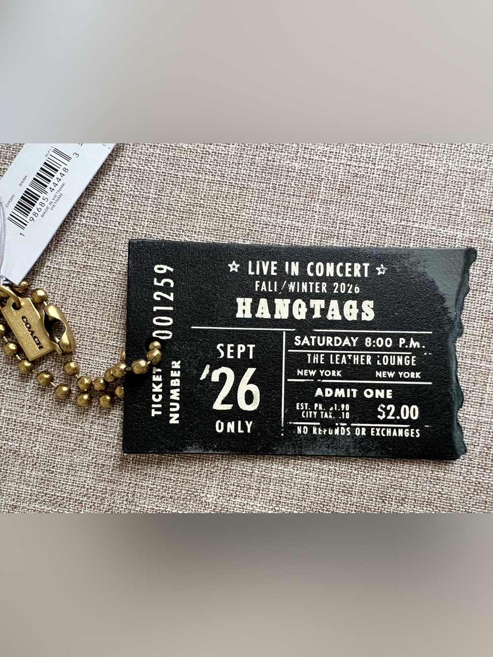 COACH Hangtags Concert Bag Charm